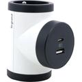Legrand 049437 Drehbarer Bi-Stecker mit 2x seitlichen 2P+T-Ausgängen & USB-A/USB-C - Weiß / Dunkelgrau
