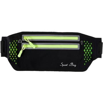 Leichte Laufgürteltasche mit Reflektorstreifen und Reißverschlusstaschen - 7.2" - Schwarz