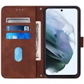 Line Serie Samsung Galaxy S22+ 5G Schutzhülle mit Geldbörse - Braun