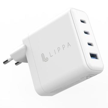 Lippa 100W PD & QC GaN Wandladegerät - 3x USB-C, USB-A - Weiß