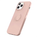 iPhone 13 Pro Max Liquid Silikonhülle mit Ringhalterung - Rosa