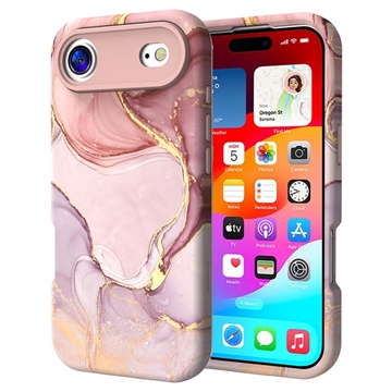 iPhone Air Luxus Marmor Hybrid Hülle - Purpur / Gold