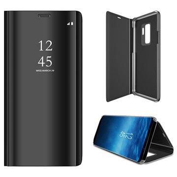 Luxury Mirror View Samsung Galaxy S9+ Flip Case - Schwarz