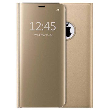 Luxury Series Mirror View iPhone 7 Plus / 8 Plus Flip Hülle - Gold