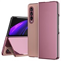 Luxury Serie Mirror View Samsung Galaxy Z Fold3 5G Flip Hülle - Rosa