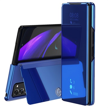 Luxury Mirror View Samsung Galaxy Z Fold2 5G Flip Hülle - Blau