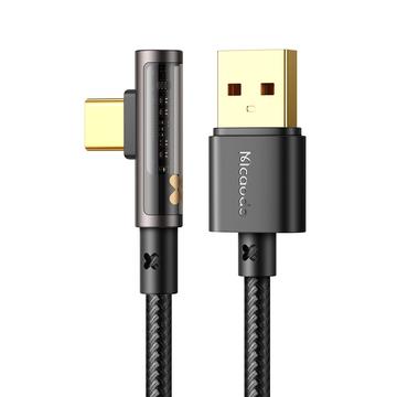 MCDODO CA-3380 MDD 1.2m USB-A auf Typ-C 90-Grad-Winkel Datenkabel 6A Schnellladung Transparentes Kabel