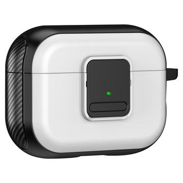 Magnetische Hülle für Apple AirPods Pro, Schnalle Design Bluetooth Kopfhörer TPU Hülle mit Karabiner - Schwarz+Weiß