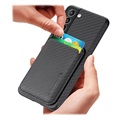 Samsung Galaxy S21 FE 5G Cover mit Kartensteckplatz - Karbonfaser - Schwarz