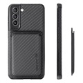 Samsung Galaxy S21 FE 5G Cover mit Kartensteckplatz - Karbonfaser - Schwarz