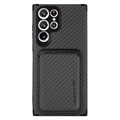Samsung Galaxy S22 Ultra 5G Cover mit Kartensteckplatz - Karbonfaser - Schwarz