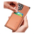 Samsung Galaxy S22 Ultra 5G Cover mit Kartensteckplatz - Karbonfaser - Braun
