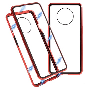 OnePlus 7T Magnetisches Cover mit Panzerglas - Rot