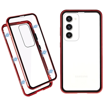 Samsung Galaxy S23 5G Magnetisches Cover mit Panzerglas - 9H - Rot