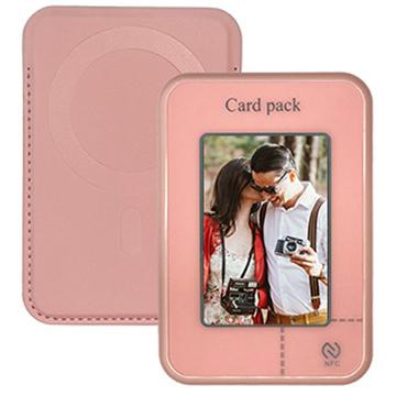 Magnetischer E-Ink Kartenhalter / Brieftasche mit NFC Display Projektion - Pink