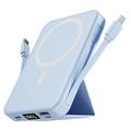 Magnetische kabellose Powerbank mit USB-C- und Lightning-Kabeln - 10000mAh/15W - Blau
