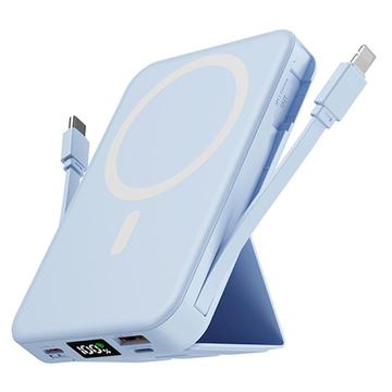 Magnetische kabellose Powerbank mit USB-C- und Lightning-Kabeln - 10000mAh/15W - Blau