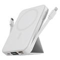 Magnetische kabellose Powerbank mit USB-C- und Lightning-Kabeln - 10000mAh/15W - Weiß