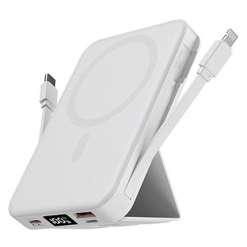 Magnetische kabellose Powerbank mit USB-C- und Lightning-Kabeln - 10000mAh/15W - Weiß