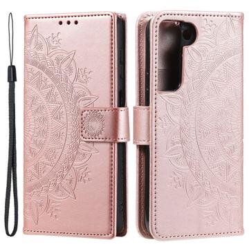 Mandala Serie Samsung Galaxy S22 5G Wallet Schutzhülle - Rosa