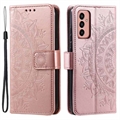 Samsung Galaxy A14 Mandala Serie Wallet Hülle - Roségold