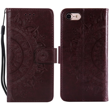 iPhone 7/8/SE (2020)/SE (2022) Mandala Serie Wallet Hülle - Brown