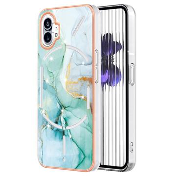 Galvanisierte IMD Nothing Phone (1) TPU-Hülle mit Marmormuster - Grün