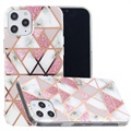 Galvanisierte IMD iPhone 12 Pro Max TPU-Hülle mit Marmormuster - Roségold