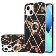 iPhone 15 Plus Marble Pattern IMD TPU Hülle mit Ringhalter