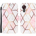 Marble Pattern Samsung Galaxy Xcover 5 Schutzhülle mit Geldbörse - Rosa / Weiß