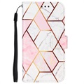 Marble Pattern Samsung Galaxy Xcover 5 Schutzhülle mit Geldbörse - Rosa / Weiß