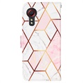 Marble Pattern Samsung Galaxy Xcover 5 Schutzhülle mit Geldbörse - Rosa / Weiß