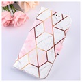 Marble Pattern Samsung Galaxy Xcover 5 Schutzhülle mit Geldbörse - Rosa / Weiß