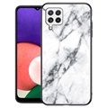 Marble Series Samsung Galaxy A22 4G Panzerglas Hülle - Weiß