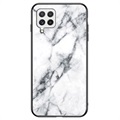 Marble Series Samsung Galaxy A22 4G Panzerglas Hülle - Weiß