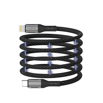 Maxlife MXUC-11 magnetisches USB-C / Lightning Kabel - 1m, 27W - Schwarz