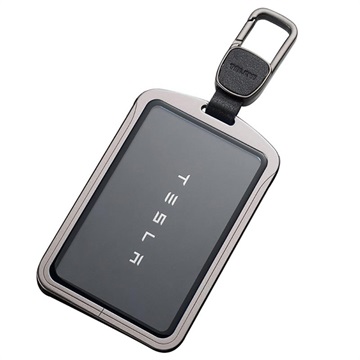 Tesla-Schlüsselkartenhalter aus Metall mit Karabiner - Grau