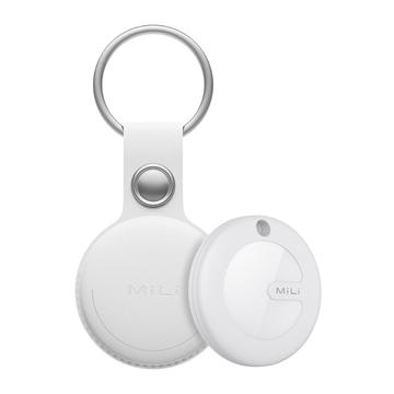 MiLi HD-P16 Bluetooth Tracker / Schlüsselfinder für iOS mit Lederschlüsselanhänger - Weiß