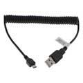 Micro USB Spiral Kabel - Schwarz - 0.5m-1.2m