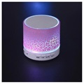 Mini Bluetooth Lautsprecher mit Mikrofon & LED-Licht A9 - Cracked Rosa