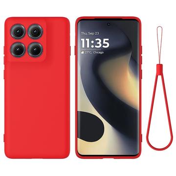 Motorola Edge (2025) Liquid Silikonhülle mit Handschlaufe - Rot
