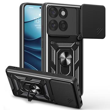 Motorola Edge 60 Fusion Drehring-Hybrid Hülle mit Kameraschutz - Schwarz