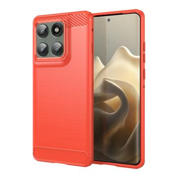 Motorola Edge 60 Pro/Edge (2025) Gebürstete TPU Hülle - Karbonfaser - rot