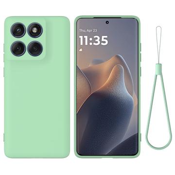 Motorola Edge 60 Pro Liquid Silikonhülle mit Handschlaufe - Grün