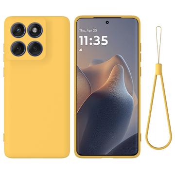 Motorola Edge 60 Pro Liquid Silikonhülle mit Handschlaufe - Gelb