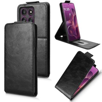 Motorola Edge 60 Pro Vertikal Flip Hülle mit Ständer - Schwarz