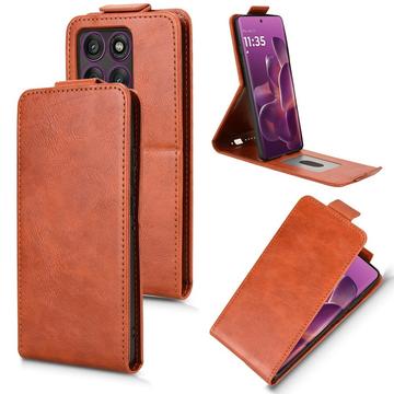 Motorola Edge 60 Pro Vertikal Flip Hülle mit Ständer - Braun
