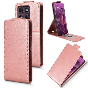 Motorola Edge 60 Pro Vertikal Flip Hülle mit Ständer - Roségold