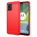 Motorola Moto E13 Gebürstete TPU Hülle - Karbonfaser - Rot