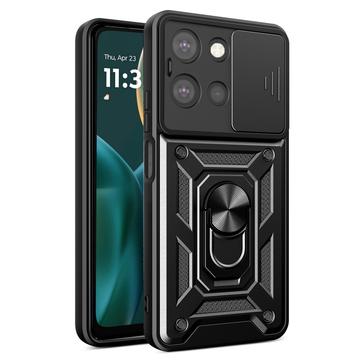 Motorola Moto G (2025) Drehring-Hybrid Hülle mit Kameraschutz - Schwarz